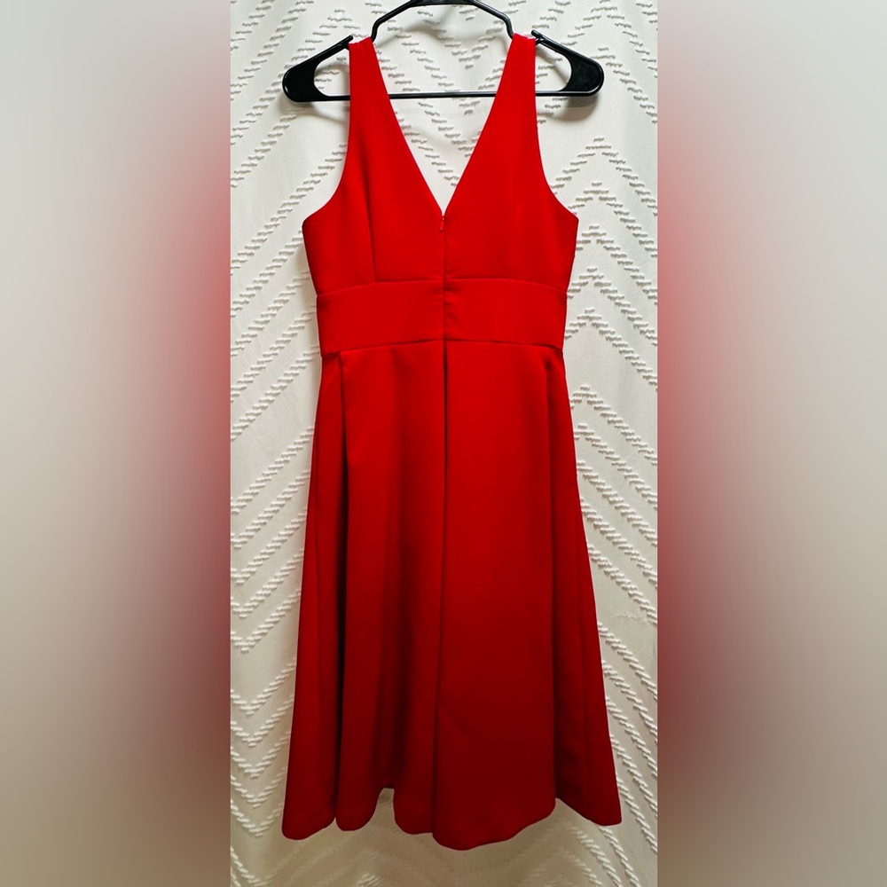 Harlyn Red Midi Dress with Plunge V Neck Size Small - Picture 4 of 6